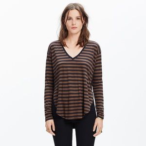 Madewell Anthem Stripe V-Neck Long Sleeve Tee